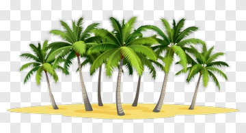 Group Of Palm Trees On Sandy Island PNG