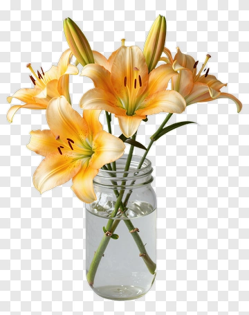 Orange Lily Bouquet In A Jar PNG