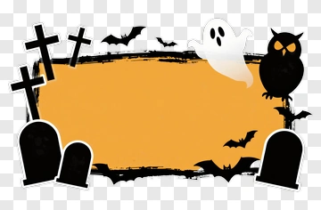 Halloween Themed Background With Ghost And Bats PNG