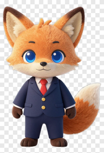 3D Cartoon Fox In A Suit PNG