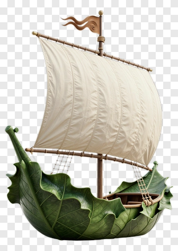 Leaf Boat With Sail PNG