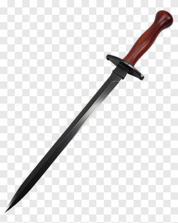 Black Dagger With Wooden Handle PNG