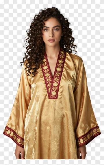 Woman Wearing A Gold Traditional Dress PNG