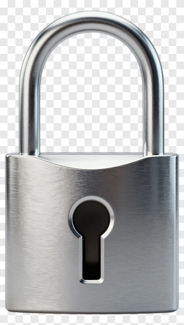 Silver Padlock With Keyhole PNG
