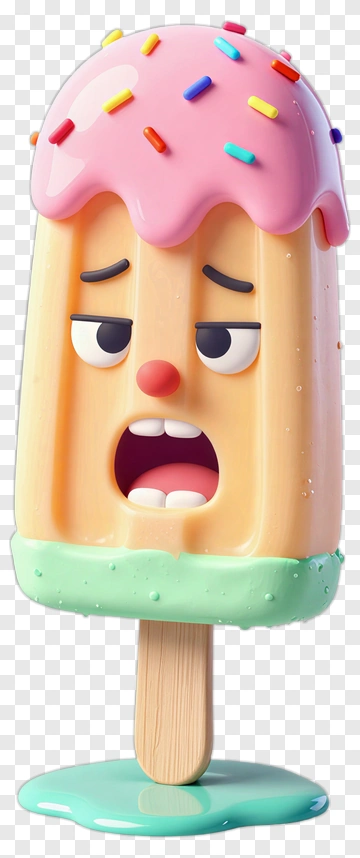 Cartoon Ice Cream Character With A Surprised Expression PNG
