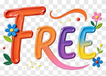 Colorful Free Text With Flowers PNG