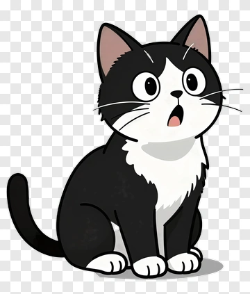 Cartoon Cat Sitting With Surprised Expression PNG