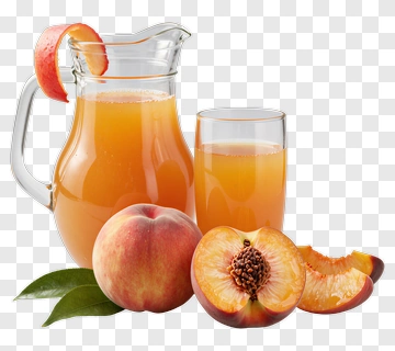 Fresh Peach Juice With Whole And Sliced Peaches PNG