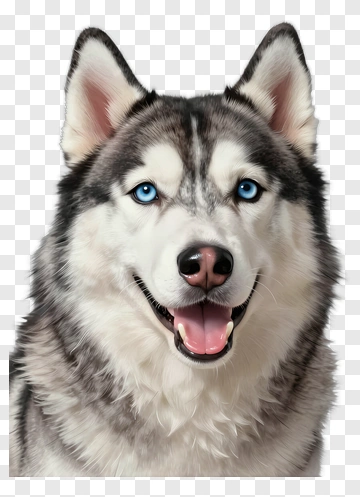 Happy Siberian Husky With Blue Eyes PNG