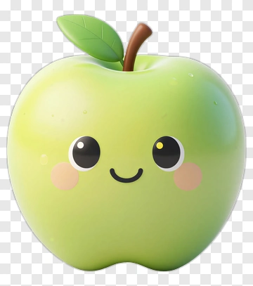 Cartoon Green Apple With A Smile PNG