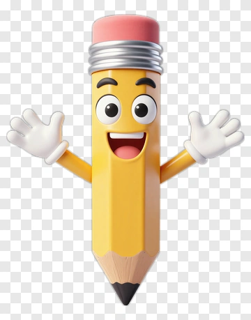 Cartoon Pencil With Hands And A Happy Face PNG