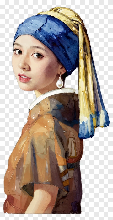 Portrait Of A Woman With Blue Headscarf PNG
