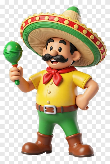 Cartoon Mariachi Holding A Maraca PNG