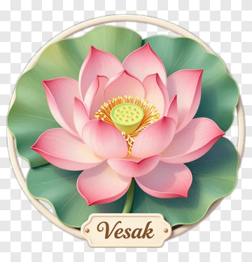 Lotus Flower With Vesak Text PNG