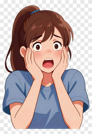 Surprised Girl With Hands On Face PNG