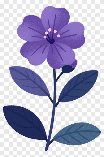 Purple Flower With Leaves PNG