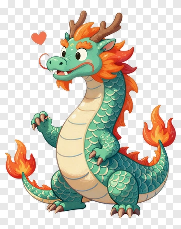 Cartoon Dragon With Flames PNG
