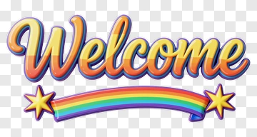Welcome Text With Rainbow And Stars PNG