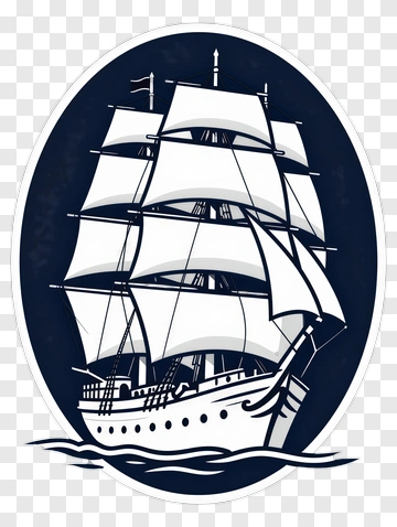 Sailing Ship With White Sails PNG