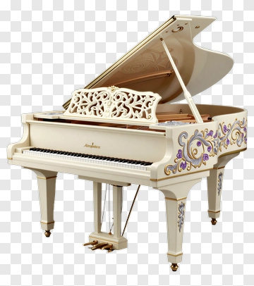 Grand Piano With Floral Design PNG