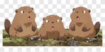 Cartoon Groundhogs Sitting Together PNG