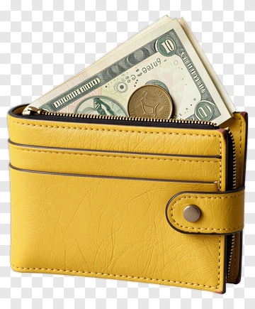 Yellow Wallet With Cash PNG