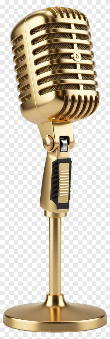 Gold Microphone On Stand PNG