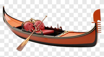 Gondola With Red Cushions And Oar PNG