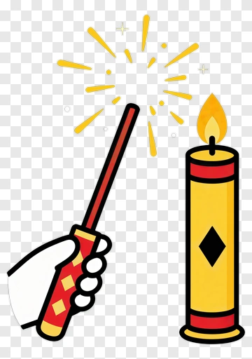 Sparkler And Candle PNG