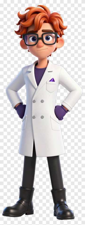 3D Scientist Character In A White Lab Coat PNG