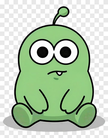 Cartoon Alien Character Sitting PNG