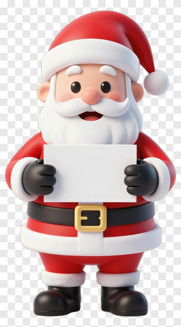 Cartoon Santa Claus Holding A Blank Sign PNG