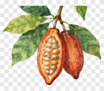 Cacao Pod With Leaves PNG