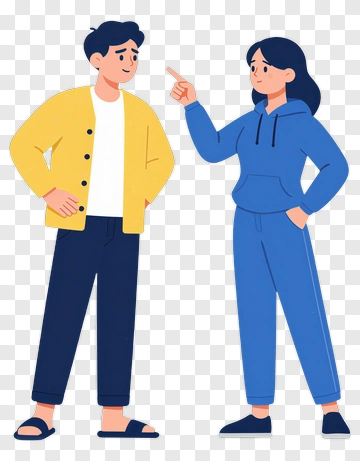 Cartoon Man And Woman Interacting PNG