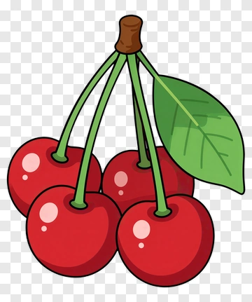 Cartoon Cherries With Leaf PNG