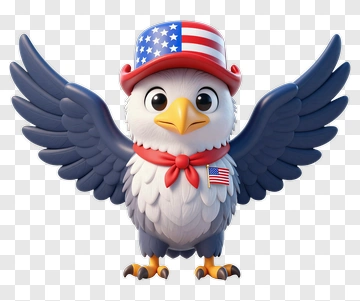 Cartoon Eagle Wearing A Patriotic Hat PNG