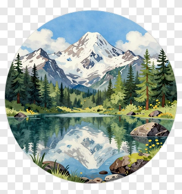 Mountain Landscape With Reflection In Lake PNG