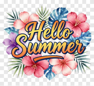 Hello Summer Floral Design PNG