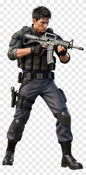 Soldier Holding A Gun PNG