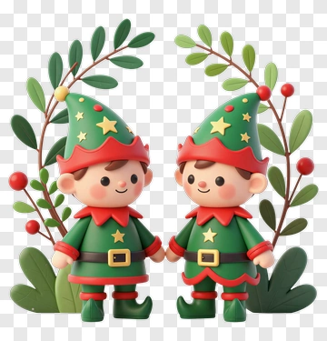 Cartoon Elves Holding Hands PNG