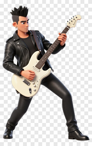 3D Musician Playing Electric Guitar PNG