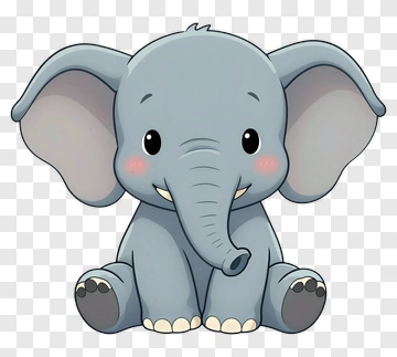 Cartoon Elephant Sitting PNG