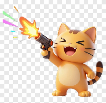 Cartoon Cat Holding A Gun PNG