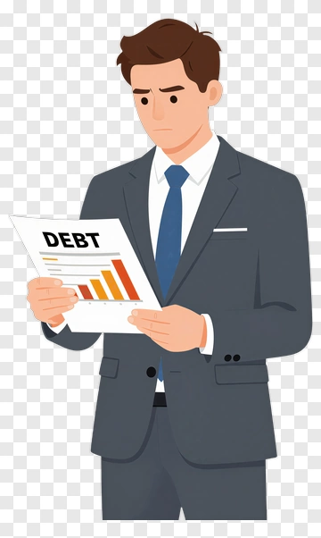 Businessman Analyzing Debt Report PNG