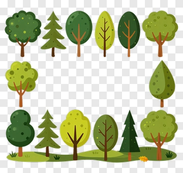 Colorful Tree Frame PNG