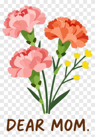 Carnations With The Text Dear Mom PNG