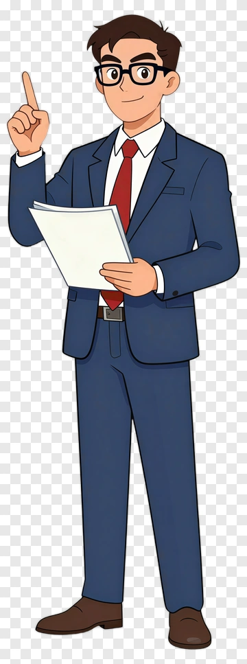 Cartoon Businessman Holding A Document PNG