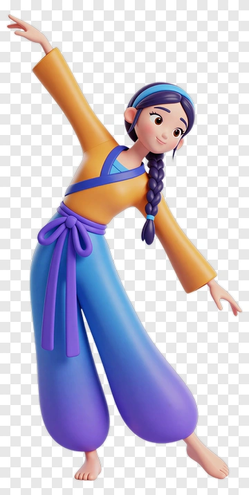 Cartoon Girl Dancing In Colorful Outfit PNG