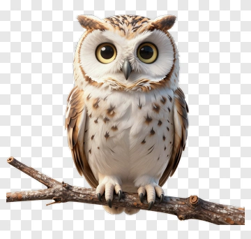 Realistic Owl Perched On A Branch PNG