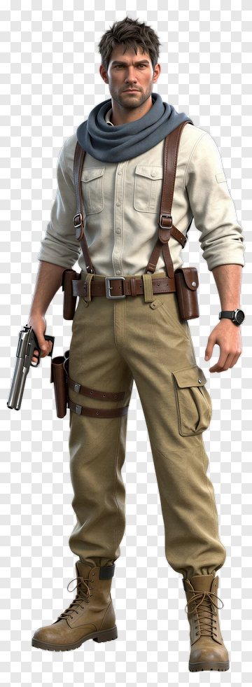 3D Adventurer With A Pistol PNG